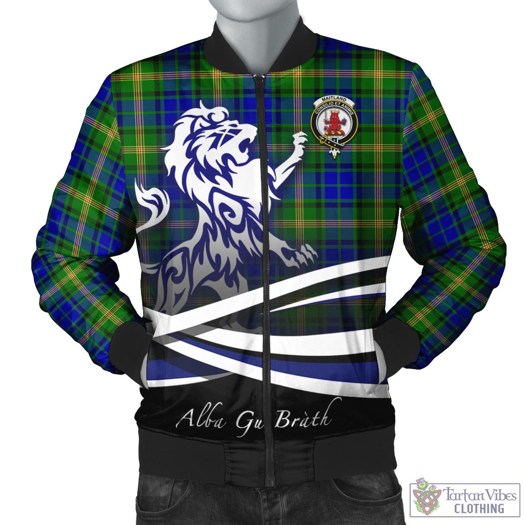 Tartan Vibes Clothing Maitland Tartan Bomber Jacket with Alba Gu Brath Regal Lion Emblem