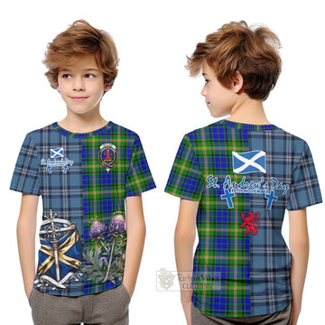 Maitland Tartan Kid T-Shirt Happy St. Andrew's Day Half Tartan Style