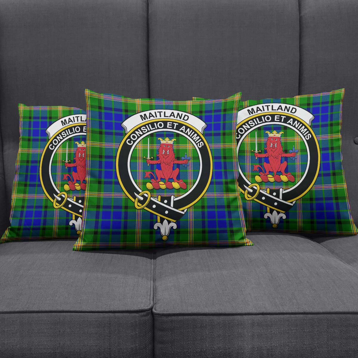 Maitland Tartan Pillow Cover with Family Crest Square Pillow Cover - Tartanvibesclothing