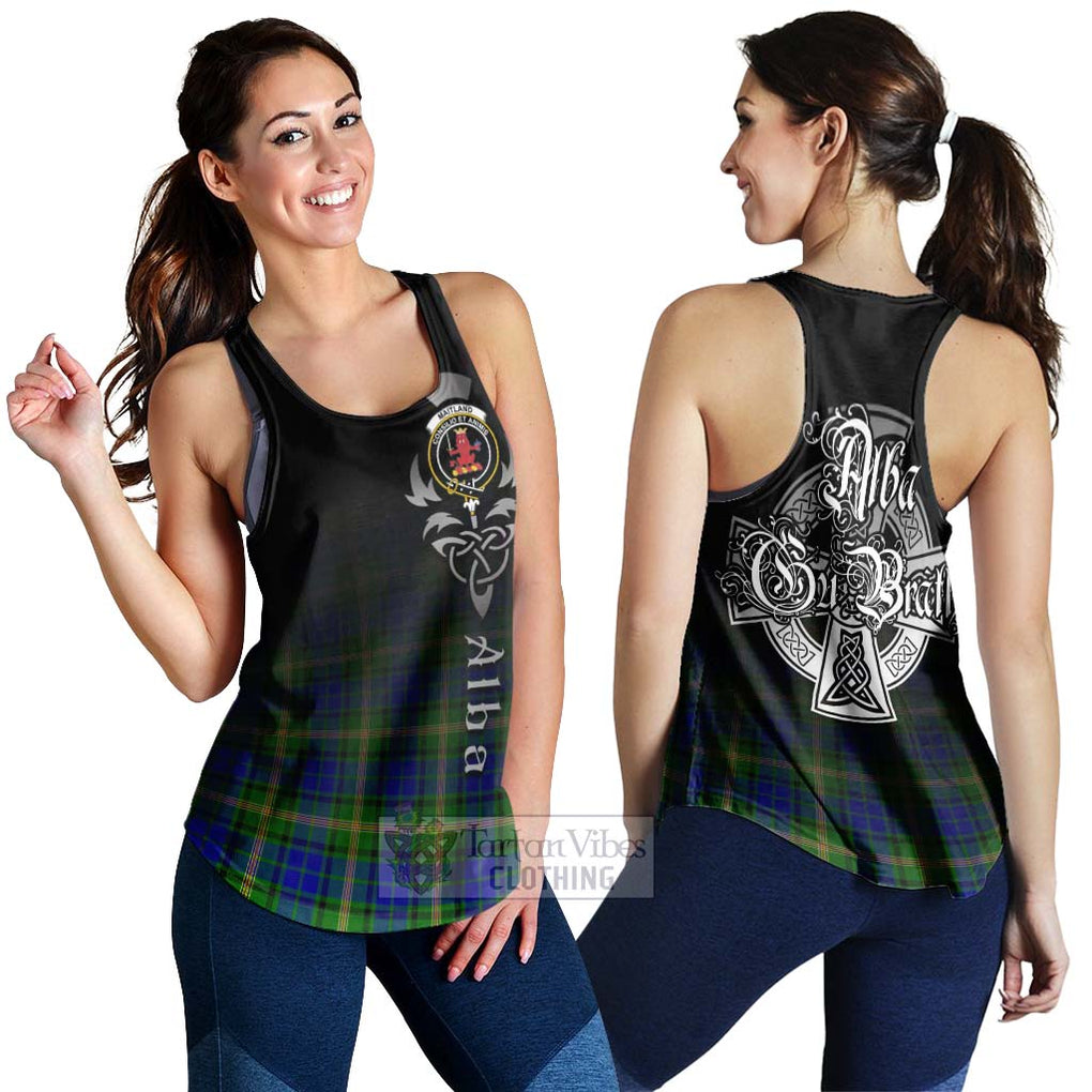 Tartan Vibes Clothing Maitland Tartan Women's Racerback Tanks Featuring Alba Gu Brath Family Crest Celtic Inspired