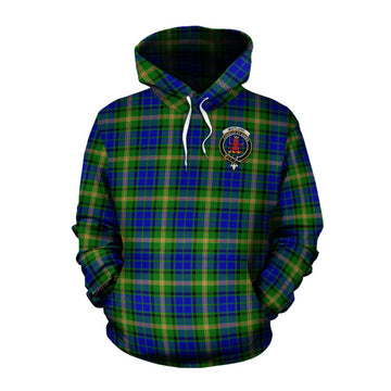 Maitland Tartan Cotton Hoodie with Family Crest Celtic Skull Style