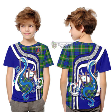 Maitland Tartan Kid T-Shirt with Epic Bagpipe Style