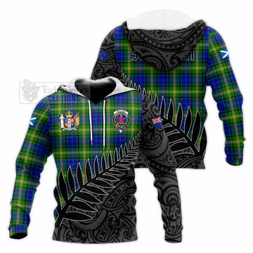 Maitland Crest Tartan Knitted Hoodie with New Zealand Silver Fern Half Style