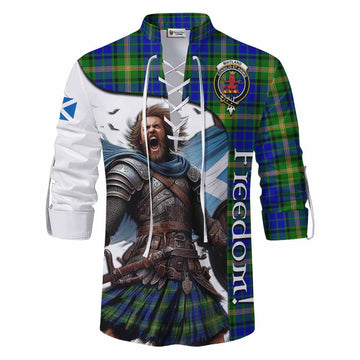 Maitland Crest Tartan Ghillie Kilt Shirt Inspired by the Freedom of Scottish Warrior