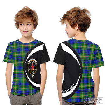 Maitland Tartan Kid T-Shirt with Family Crest Circle Style