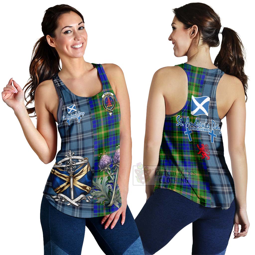 Tartan Vibes Clothing Maitland Tartan Women's Racerback Tanks Happy St. Andrew's Day Half Tartan Style