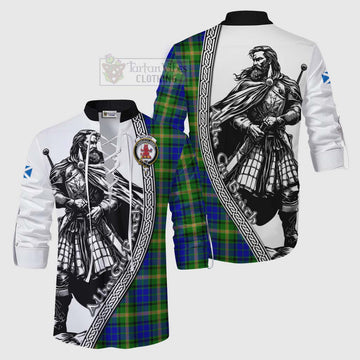 Maitland Tartan Clan Crest Ghillie Kilt Shirt with Highlander Warrior Celtic Style