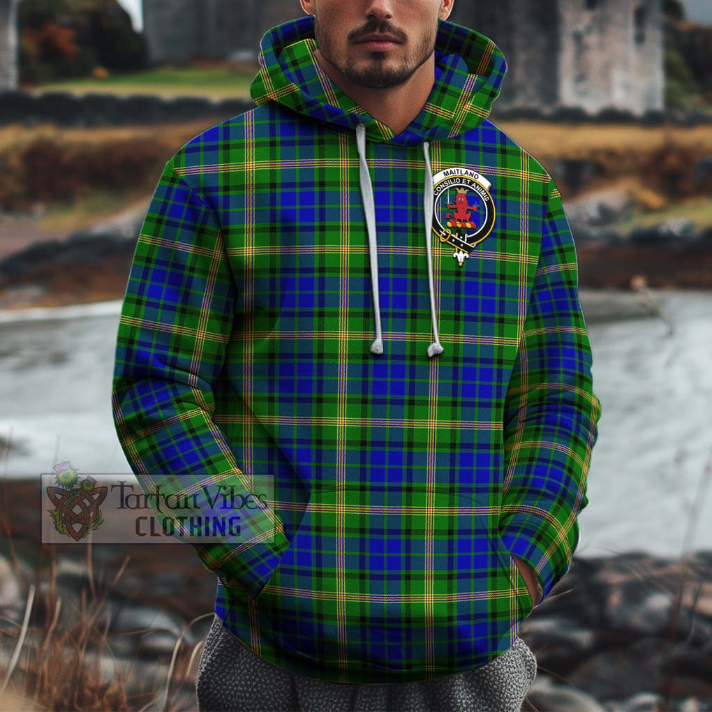 Maitland Tartan Cotton Hoodie with Family Crest Pullover Hoodie XS - Tartan Vibes Clothing