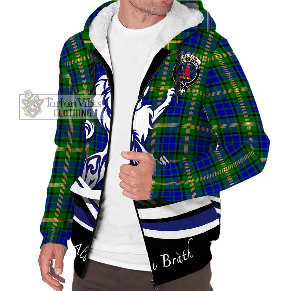 Maitland Tartan Sherpa Hoodie with Alba Gu Brath Regal Lion Emblem Unisex S - Tartanvibesclothing Shop