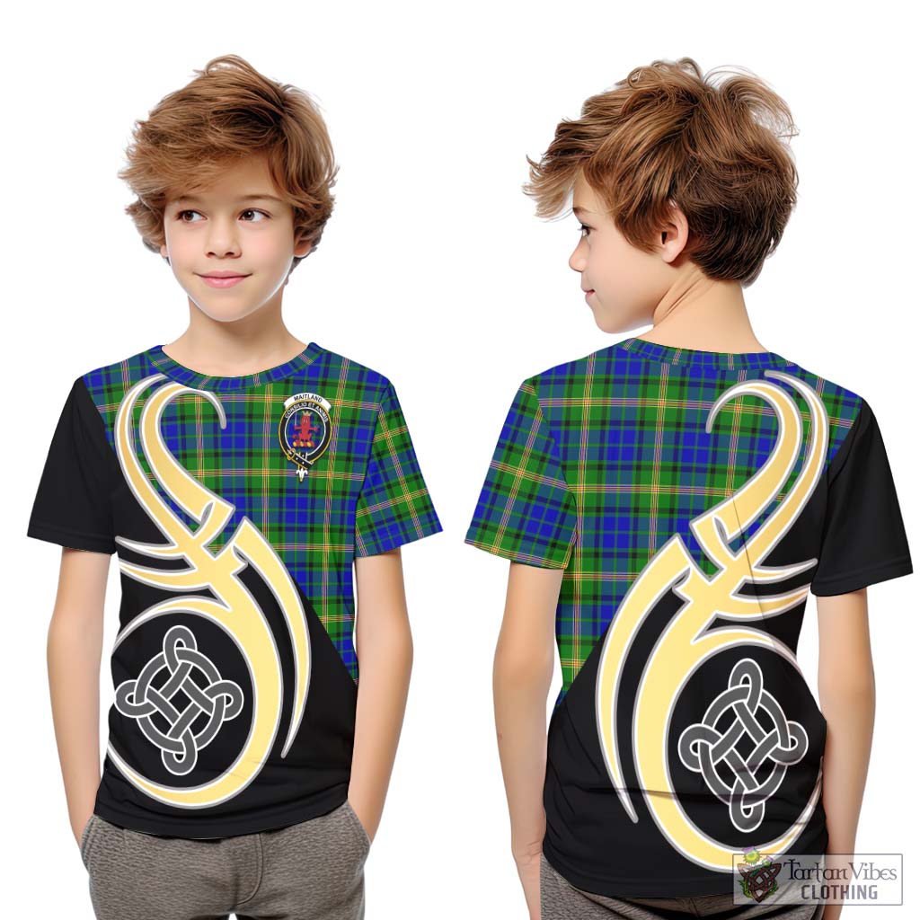 Maitland Tartan Kid T-Shirt with Family Crest and Celtic Symbol Style Youth XL Size14 - Tartan Vibes Clothing