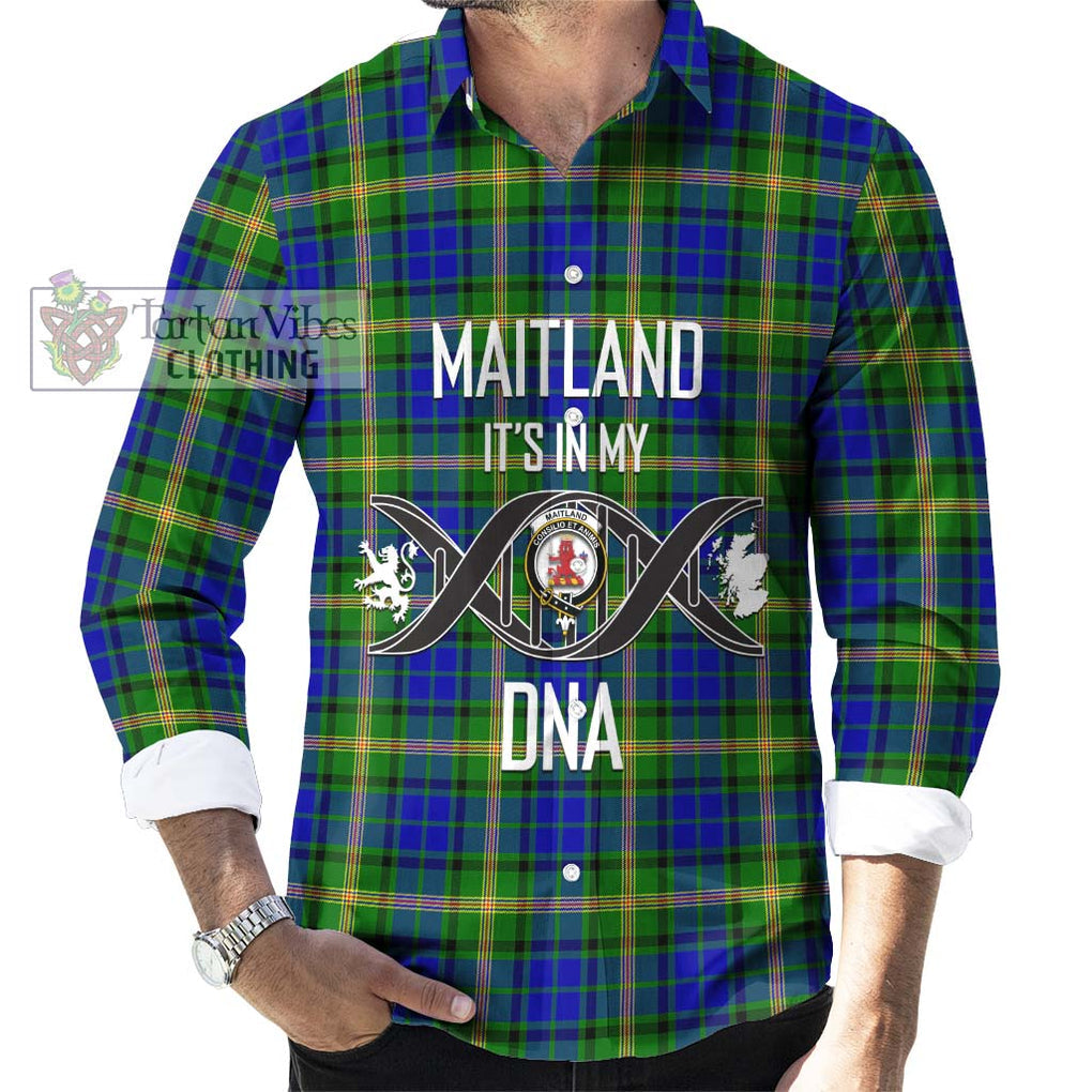 Maitland Tartan Long Sleeve Button Shirt with Family Crest DNA In Me Style Men's Shirt S - Tartanvibesclothing Shop