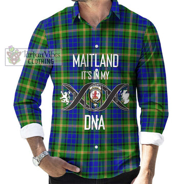 Maitland Tartan Long Sleeve Button Shirt with Family Crest DNA In Me Style