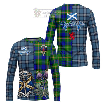 Maitland Tartan Long Sleeve T-Shirt Happy St. Andrew's Day Half Tartan Style