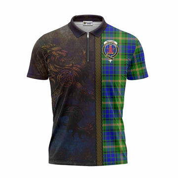 Maitland Tartan Family Crest Zipper Polo Shirt Alba Gu Brath Be Brave Lion Ancient Style Unisex - Tartan Vibes Clothing