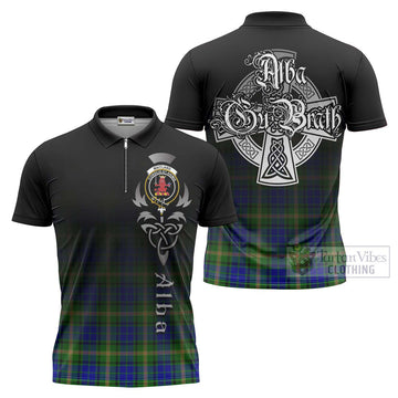 Maitland Tartan Zipper Polo Shirt Featuring Alba Gu Brath Family Crest Celtic Inspired