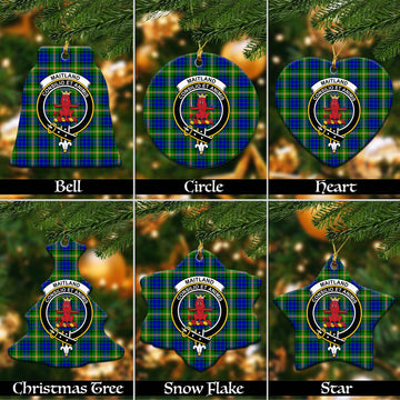 Maitland Tartan Christmas Ceramic Ornaments with Family Crest