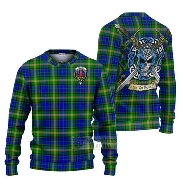 Maitland Tartan Ugly Sweater with Family Crest Celtic Skull Style