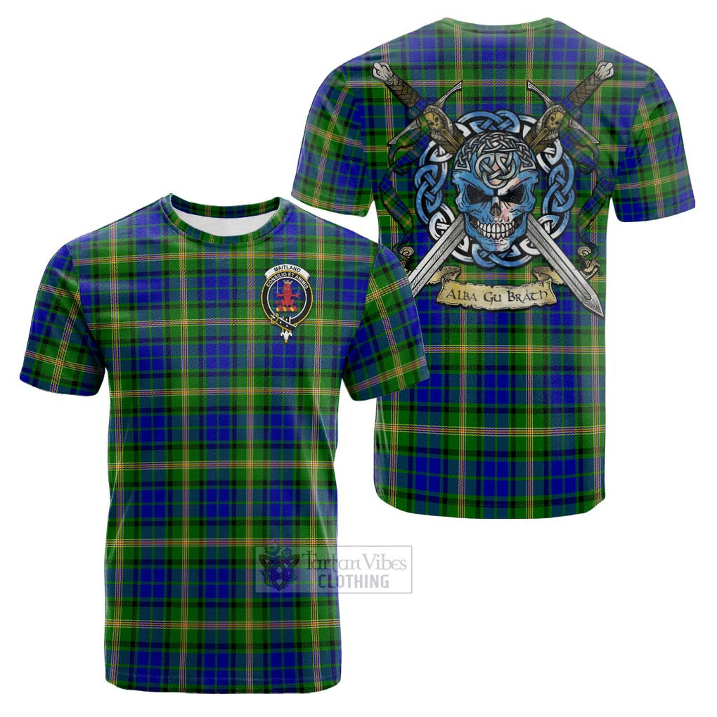 Tartan Vibes Clothing Maitland Tartan Cotton T-shirt with Family Crest Celtic Skull Style