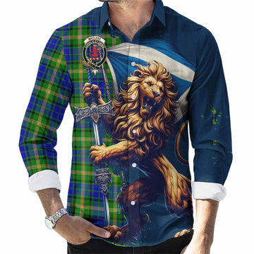 Maitland Tartan Family Crest Long Sleeve Button Shirt with Scottish Majestic Lion