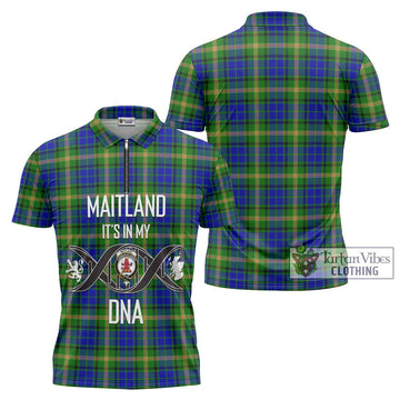 Maitland Tartan Zipper Polo Shirt with Family Crest DNA In Me Style