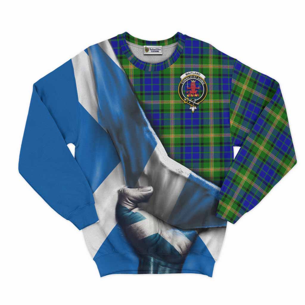 Tartan Vibes Clothing Maitland Tartan Sweatshirt with Family Crest Scotland Patriotic Style