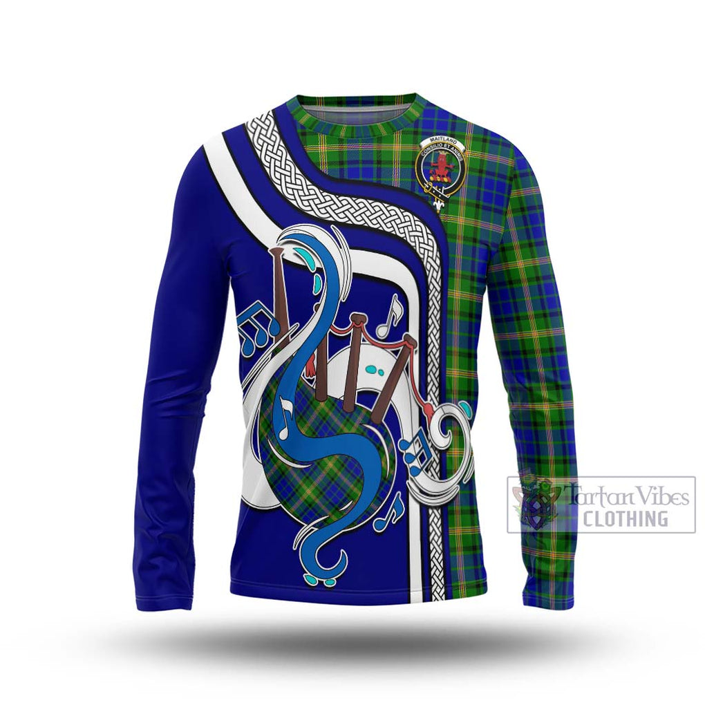 Tartan Vibes Clothing Maitland Tartan Long Sleeve T-Shirt with Epic Bagpipe Style