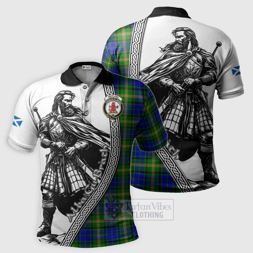 Tartan Vibes Clothing Maitland Tartan Clan Crest Polo Shirt with Highlander Warrior Celtic Style