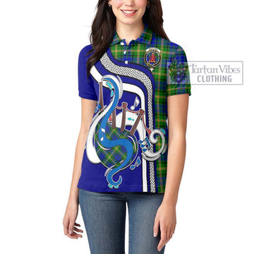 Maitland Tartan Women's Polo Shirt with Epic Bagpipe Style