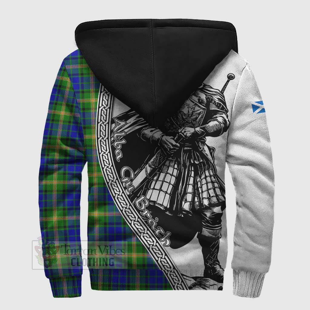 Tartan Vibes Clothing Maitland Tartan Clan Crest Sherpa Hoodie with Highlander Warrior Celtic Style