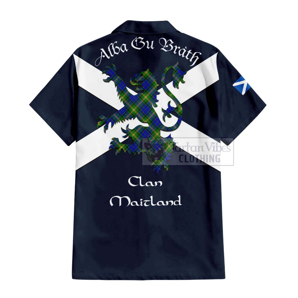 Tartan Vibes Clothing Maitland Tartan Lion Rampant Short Sleeve Button Shirt – Proudly Display Your Heritage with Alba Gu Brath and Clan Name