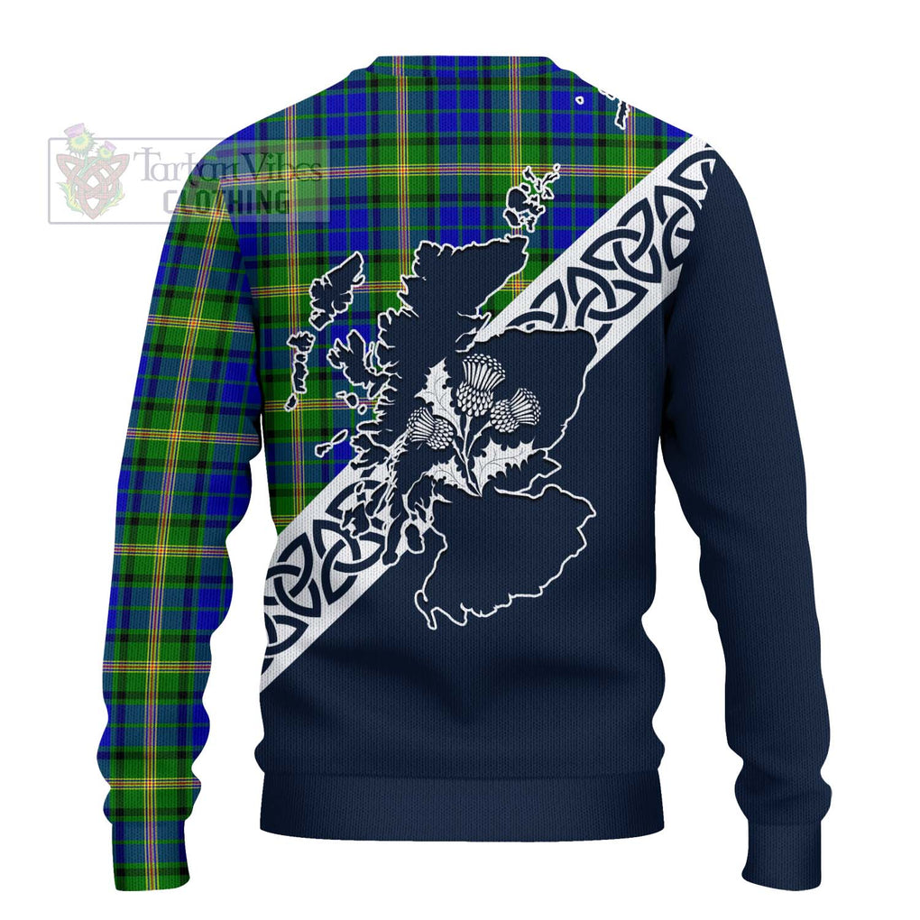 Tartan Vibes Clothing Maitland Tartan Knitted Sweater Featuring Thistle and Scotland Map