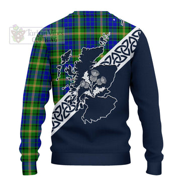 Maitland Tartan Ugly Sweater Featuring Thistle and Scotland Map