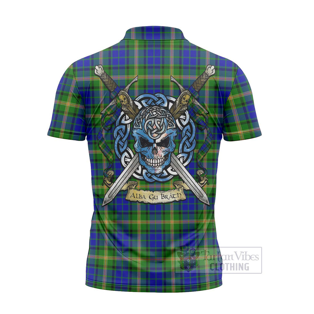 Tartan Vibes Clothing Maitland Tartan Zipper Polo Shirt with Family Crest Celtic Skull Style