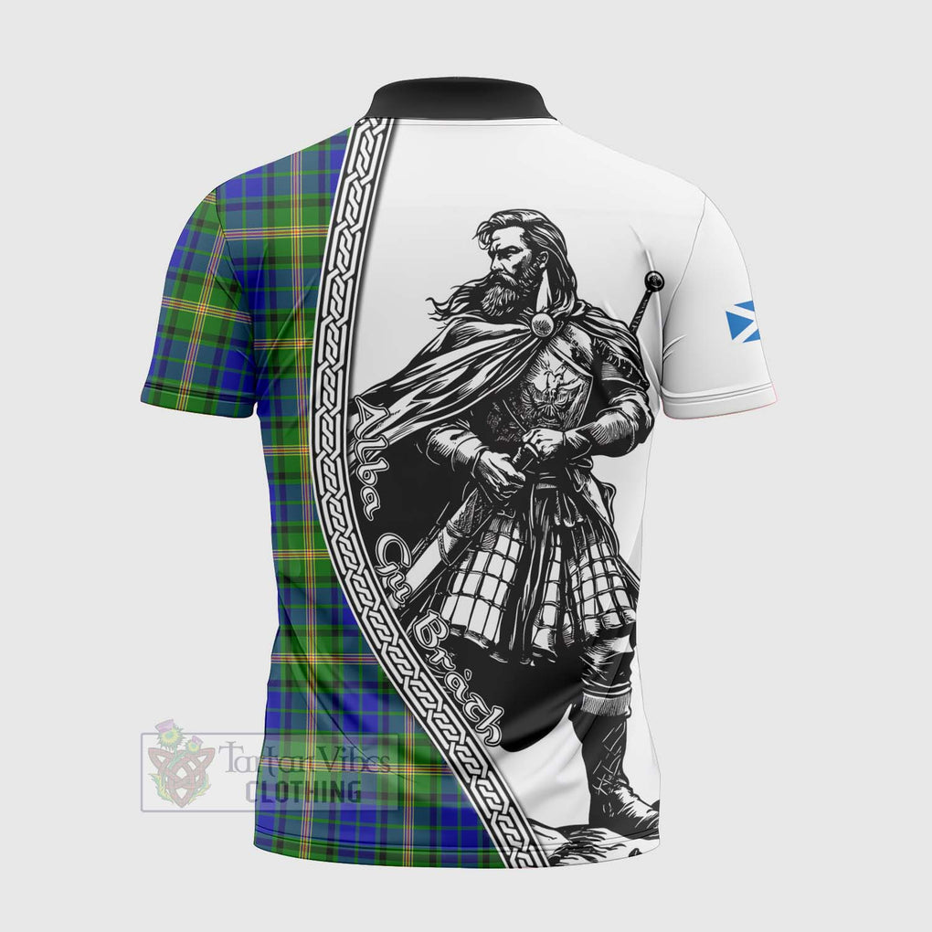 Tartan Vibes Clothing Maitland Tartan Clan Crest Zipper Polo Shirt with Highlander Warrior Celtic Style