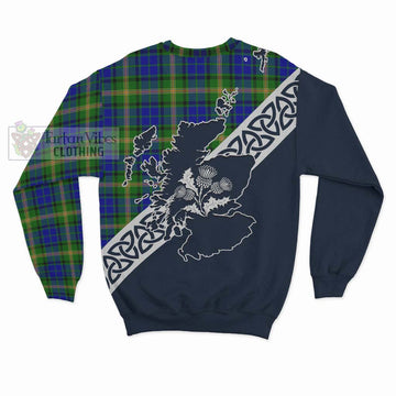 Maitland Tartan Sweatshirt Featuring Thistle and Scotland Map