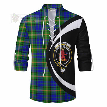 Maitland Tartan Ghillie Kilt Shirt with Family Crest Circle Style