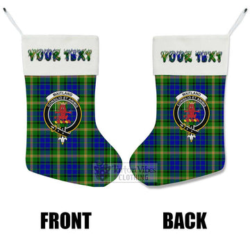 Maitland Tartan Family Crest Christmas Stocking with Personalized Text