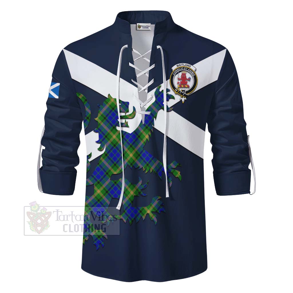 Tartan Vibes Clothing Maitland Tartan Lion Rampant Ghillie Kilt Shirt Proudly Display Your Heritage with Alba Gu Brath and Clan Name