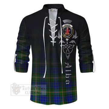 Maitland Tartan Ghillie Kilt Shirt Featuring Alba Gu Brath Family Crest Celtic Inspired