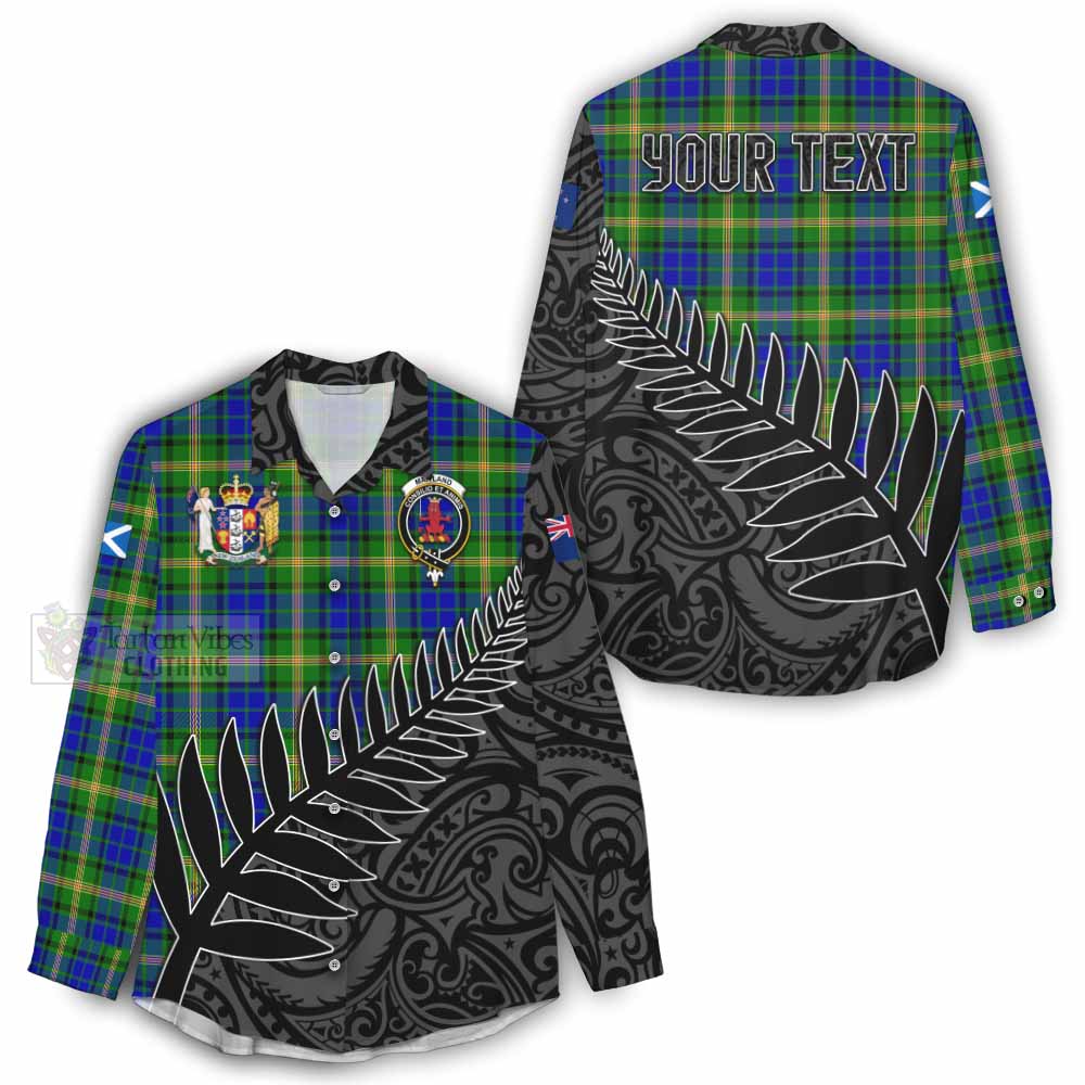 Tartan Vibes Clothing Maitland Crest Tartan Women's Casual Shirt with New Zealand Silver Fern Half Style