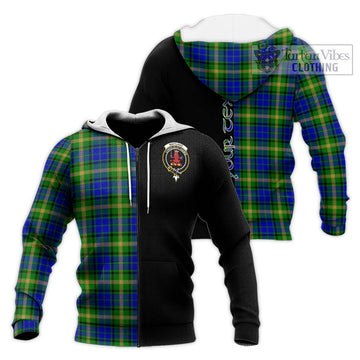 Maitland Tartan Knitted Hoodie with Family Crest and Half Of Me Style