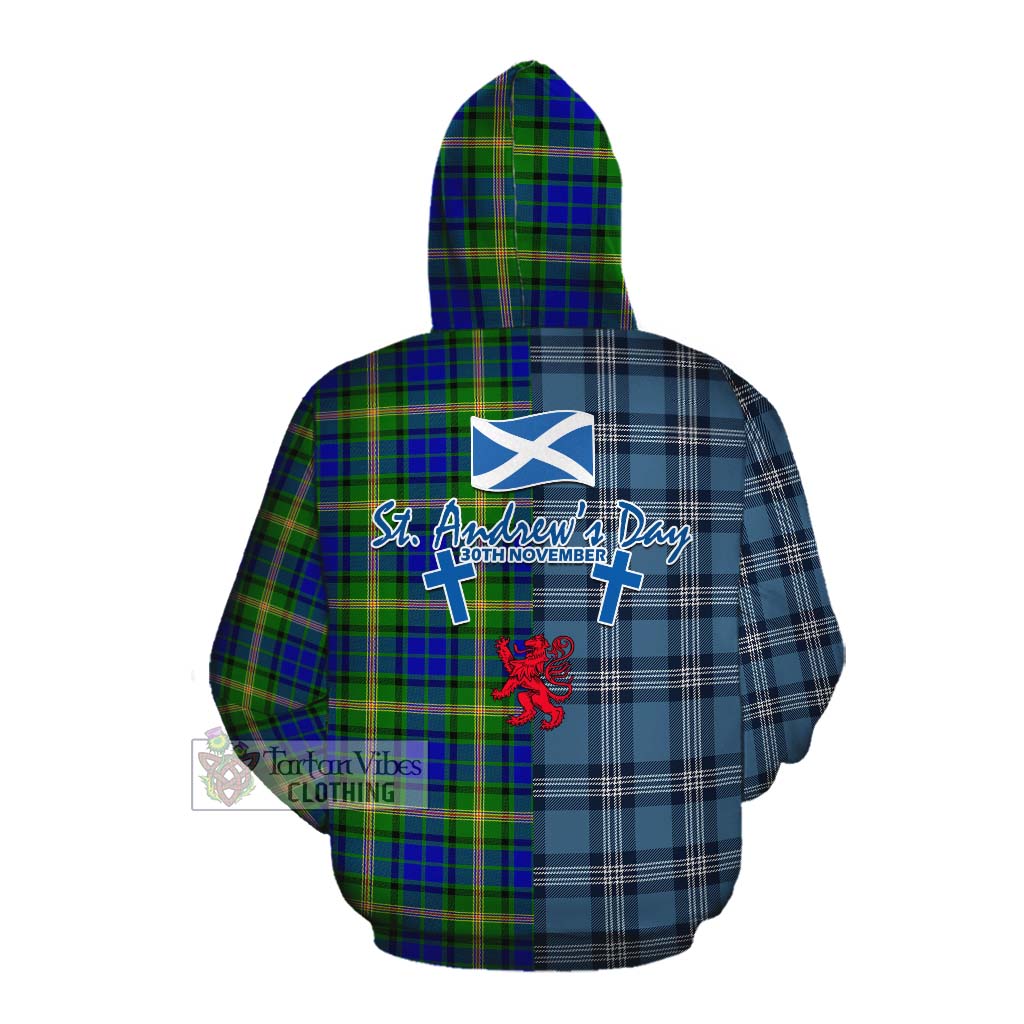 Tartan Vibes Clothing Maitland Tartan Cotton Hoodie Happy St. Andrew's Day Half Tartan Style