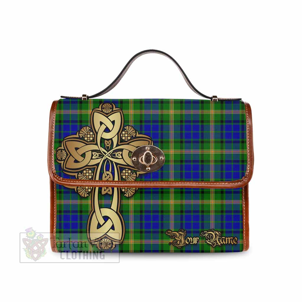 Tartan Vibes Clothing Maitland Tartan Waterproof Canvas Bag Golden Thistle Celtic Cross Style