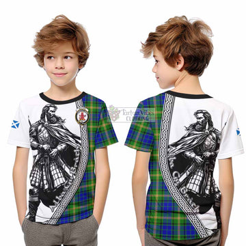 Maitland Tartan Clan Crest Kid T-Shirt with Highlander Warrior Celtic Style