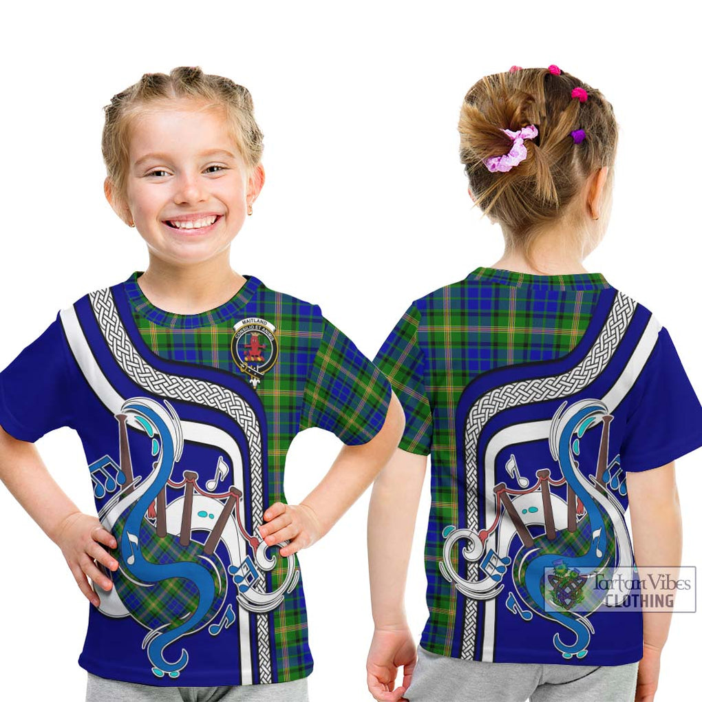 Tartan Vibes Clothing Maitland Tartan Kid T-Shirt with Epic Bagpipe Style