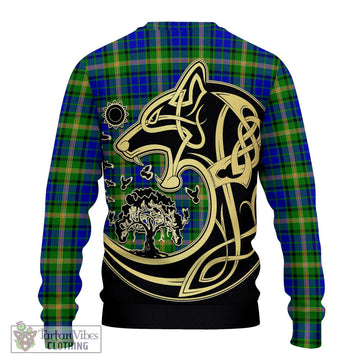 Maitland Tartan Ugly Sweater with Family Crest Celtic Wolf Style