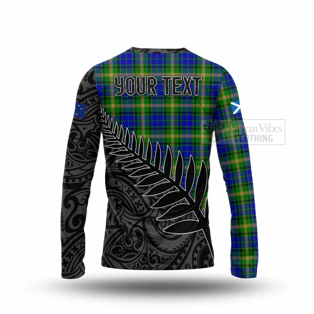 Tartan Vibes Clothing Maitland Crest Tartan Long Sleeve T-Shirt with New Zealand Silver Fern Half Style