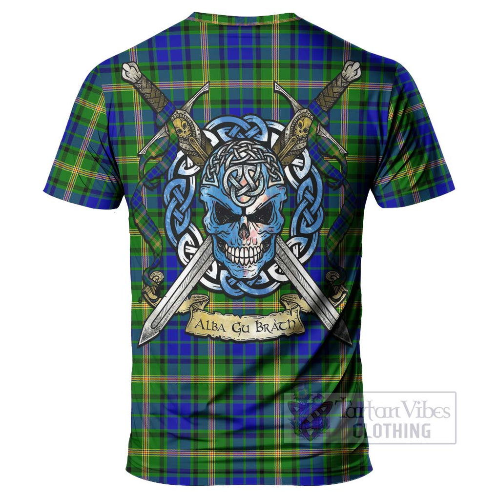 Tartan Vibes Clothing Maitland Tartan T-Shirt with Family Crest Celtic Skull Style