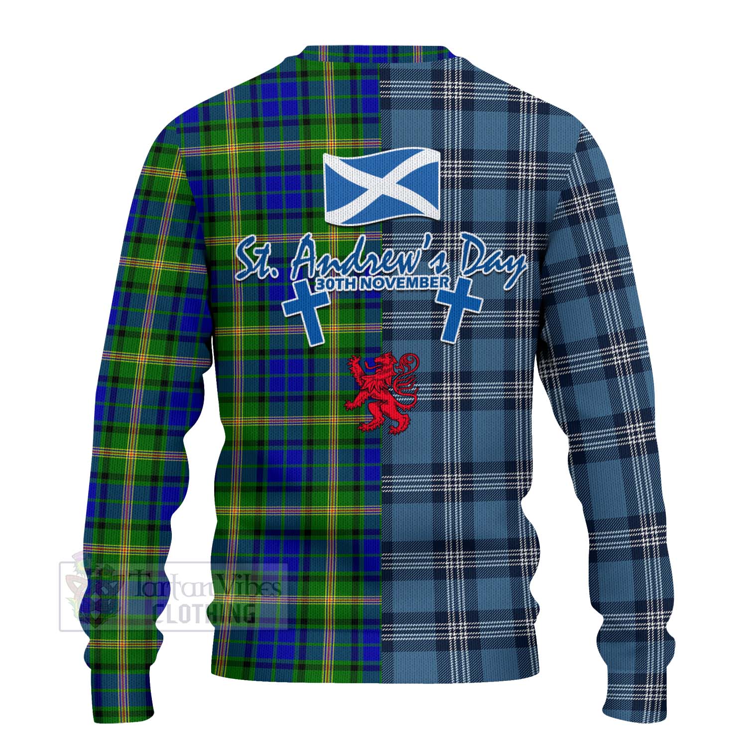 Tartan Vibes Clothing Maitland Tartan Knitted Sweater Happy St. Andrew's Day Half Tartan Style