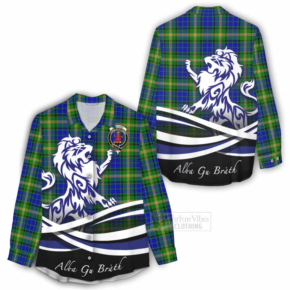 Tartan Vibes Clothing Maitland Tartan Women's Casual Shirt with Alba Gu Brath Regal Lion Emblem